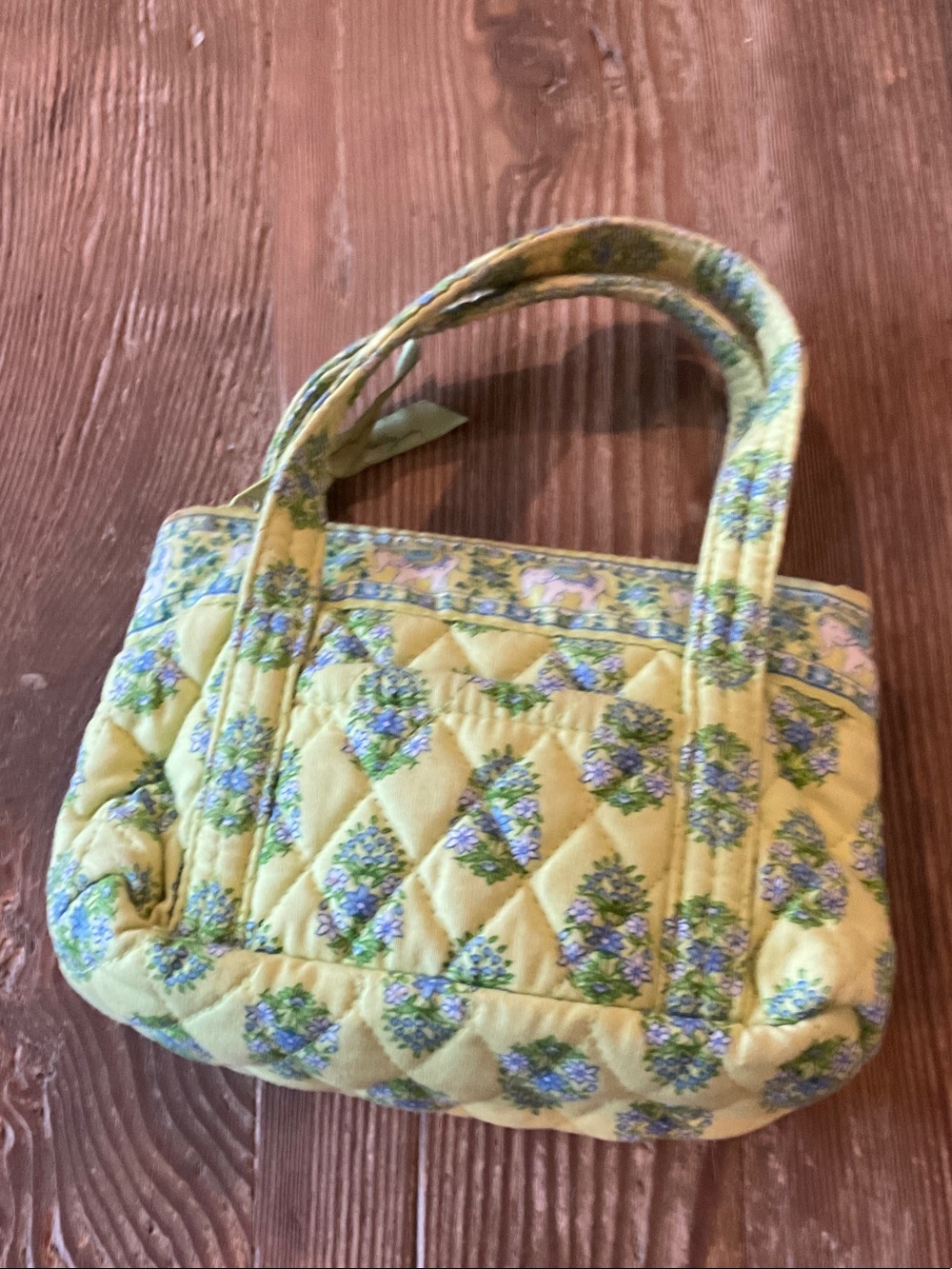 Vera Bradley retired yellow Citrus Elephant mini purse hand bag